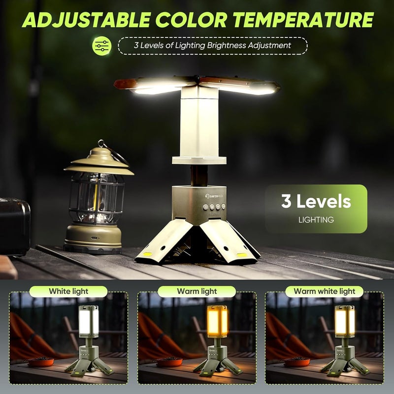 SakerPlus Portable Camping Light, 14000mAh Telescopic Camping Lantern with Rechargeable Power Supply, Dimmable Magnetic Tent Lamps 6000 Lumen Outdoor Work Lights for Hiking,Camping,Home Emergency - Image 3